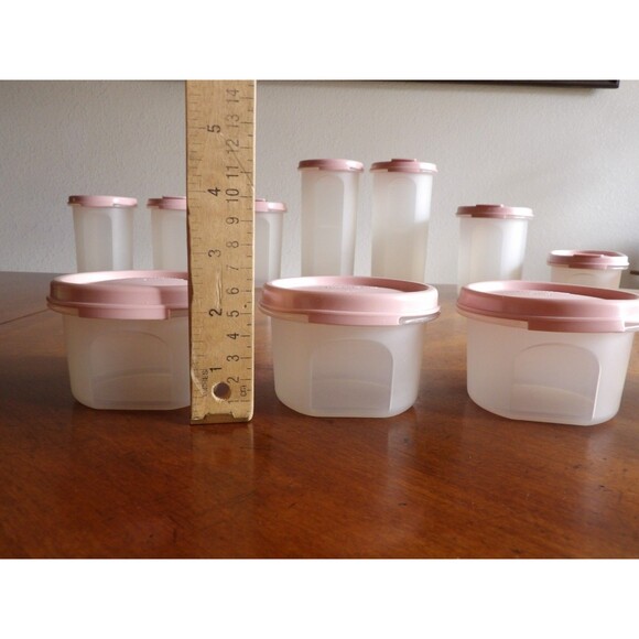 TUPPERWARE Modular Mates Pantry Lot 12x Containers w/Lids Pastel Pink - Picture 4 of 16